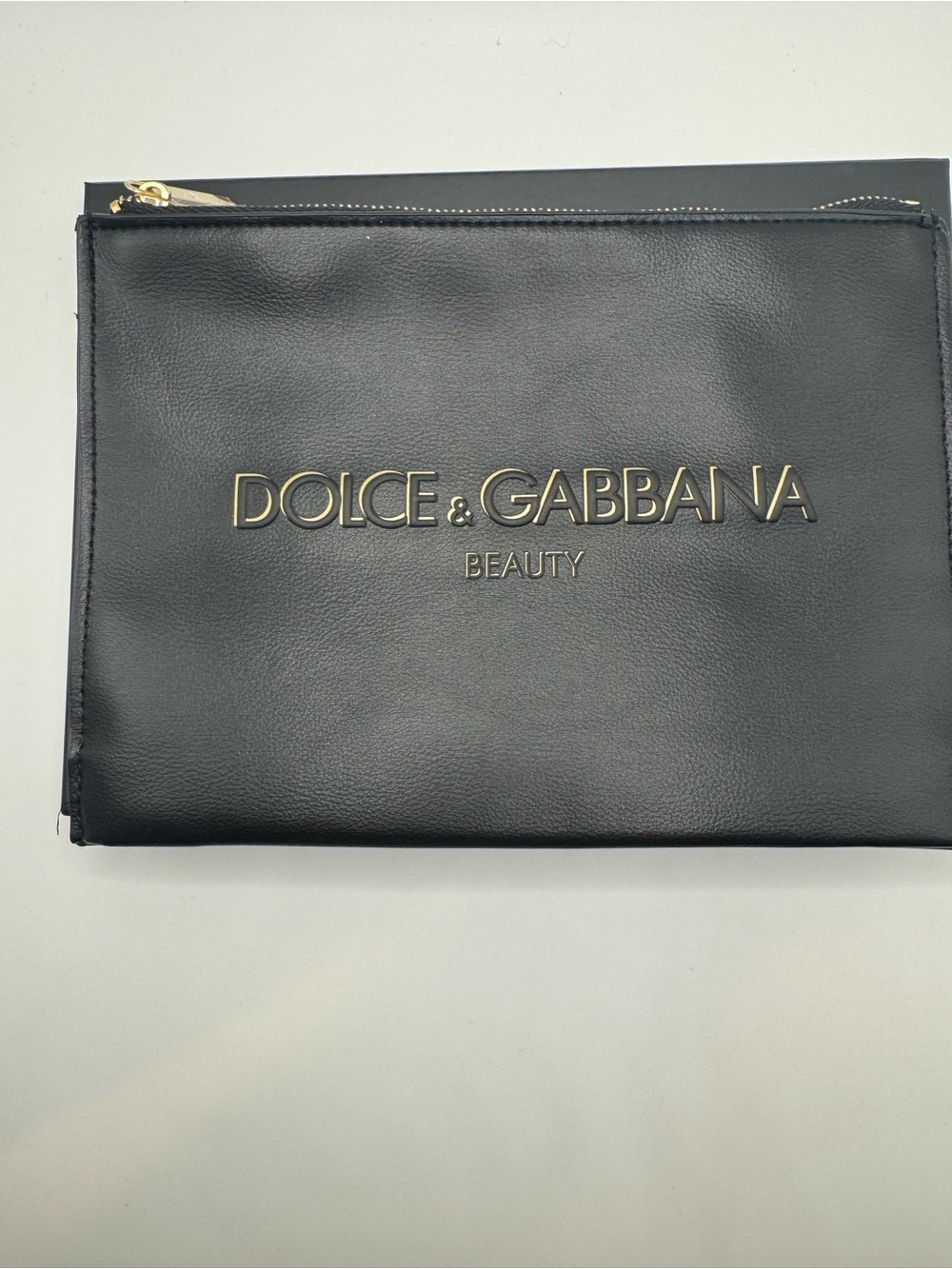 New Dolce & Gabbana Beauty Black and Gold Zip Cosmetic Pouch Clutch - Picture 2 of 6